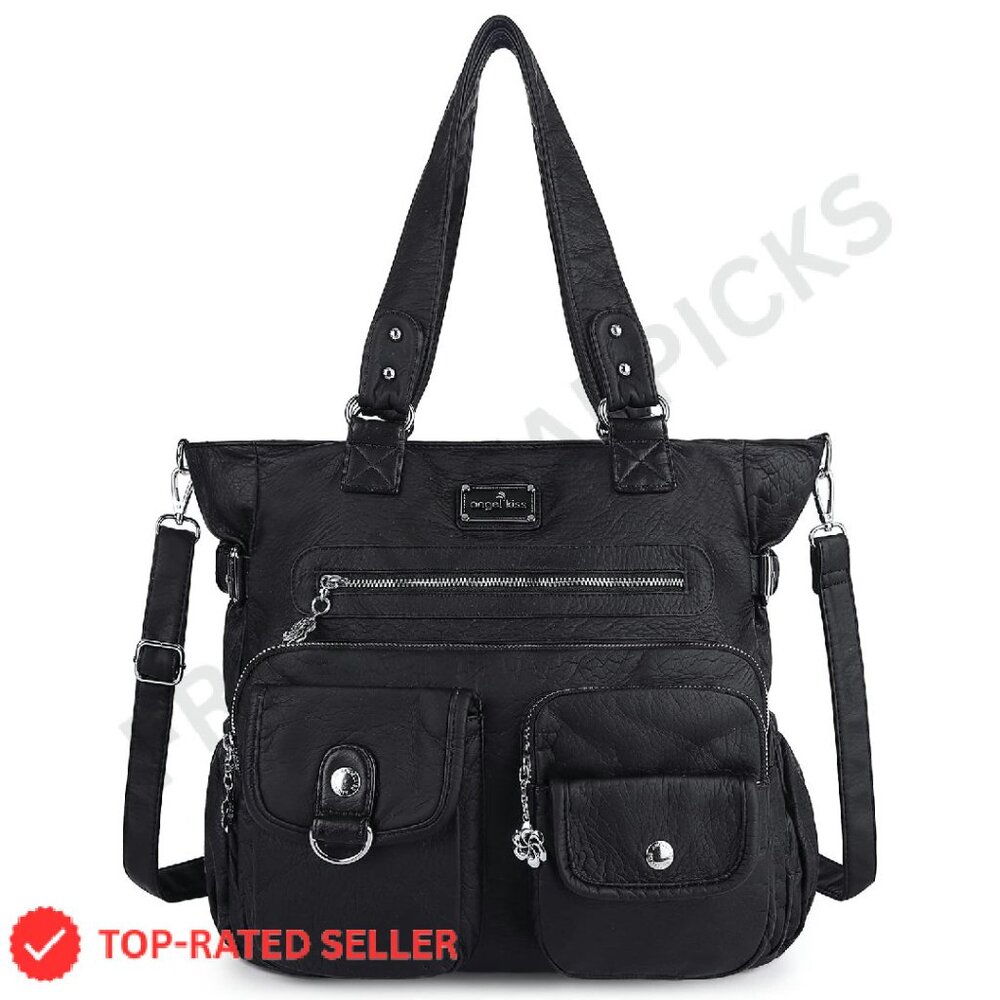 Synthetic Leather Tote Satchel Bag Elegant Chic Versatile Shoulder Bag